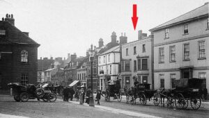 Rutland House in Newmarket High Street, likely 2-3 years before Ernest Crompton moved his surgery there (see below or click image for source and acknowledgements etc., ref. Image 2).