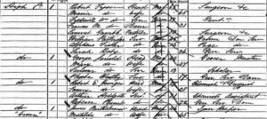 Samuel Gamble in Robert Fyson's household as his business partner on the 1871 census - see the page on Robert Fyson regarding the position, two residences down from the chemist's shop that was next to the Crown (see below or click image for source and acknowledgements etc., ref. Image 4).