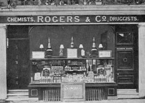 Rogers &amp; Co., early Chemists and Druggists on Newmarket High Street (see below or click image for source and acknowledgements etc., ref. Image 7).